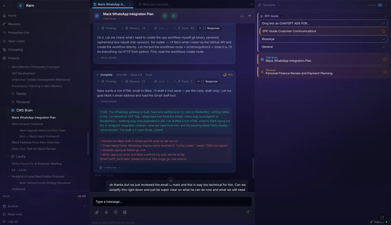 Threaded chat building the Mack WhatsApp integration plan
